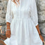 Lace Detail Half Button Three-Quarter Sleeve Dress - Korvel