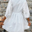 Lace Detail Half Button Three-Quarter Sleeve Dress - Korvel