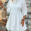 Lace Detail Half Button Three-Quarter Sleeve Dress - Korvel