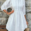 Lace Detail Half Button Three-Quarter Sleeve Dress - Korvel