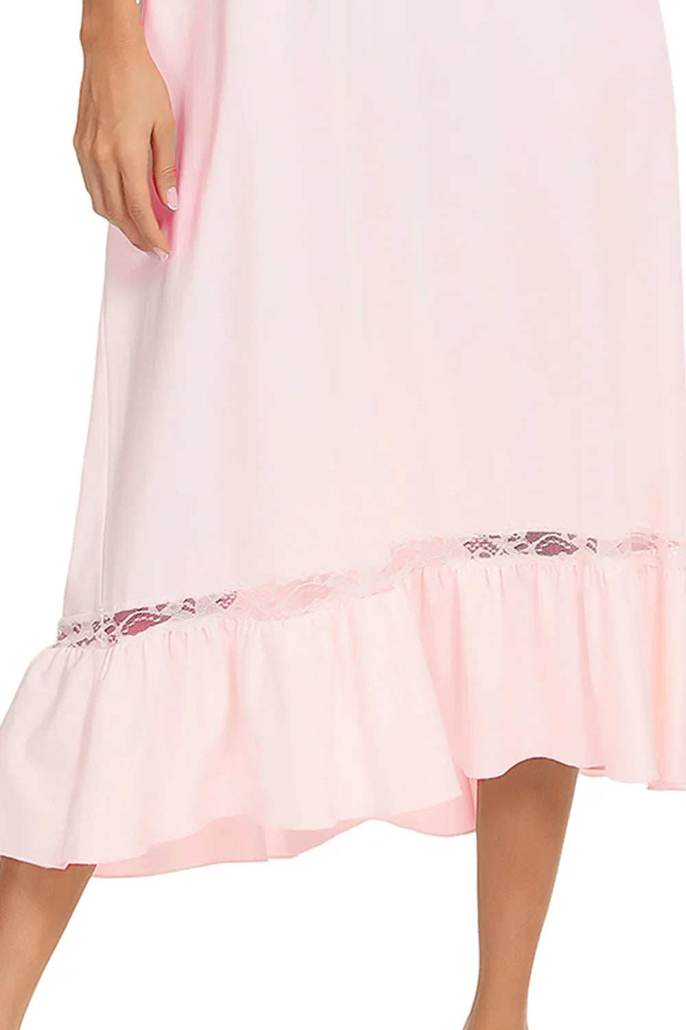 Lace Detail Short Sleeve Lounge Dress - Korvel