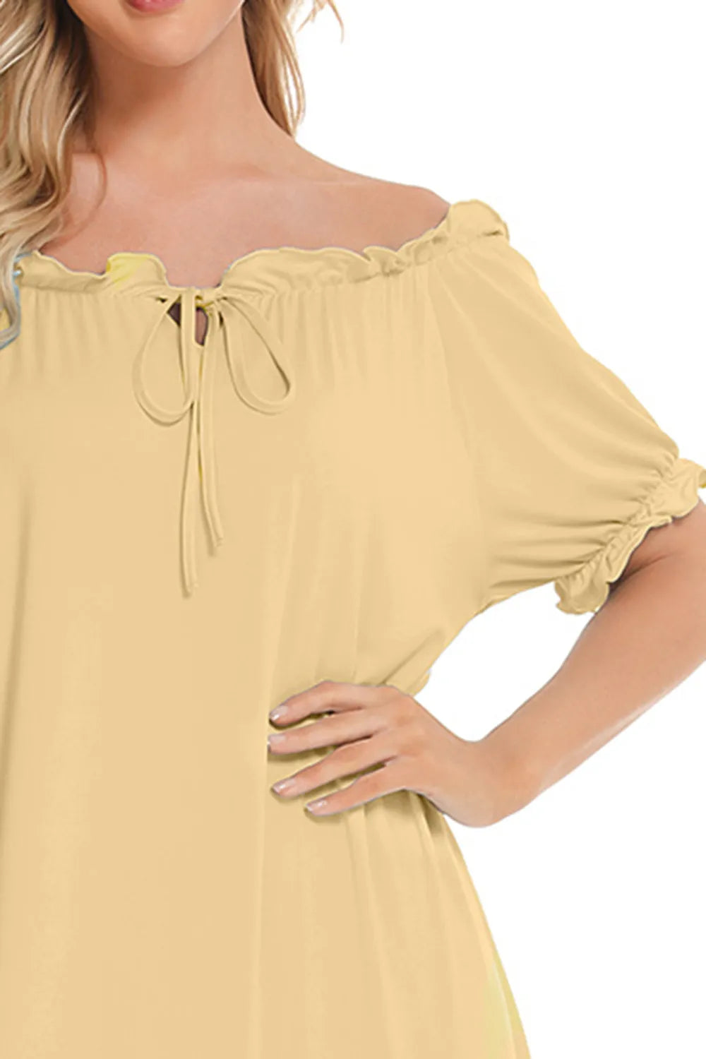 Lace Detail Short Sleeve Lounge Dress - Korvel