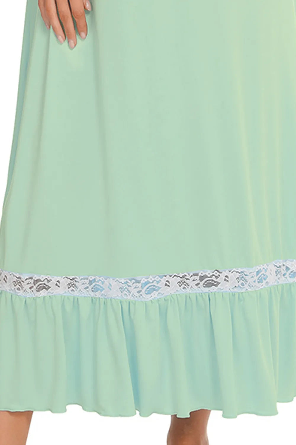 Lace Detail Short Sleeve Lounge Dress - Korvel