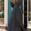 Robe à manches longues avec décolleté en V et fente en dentelle
