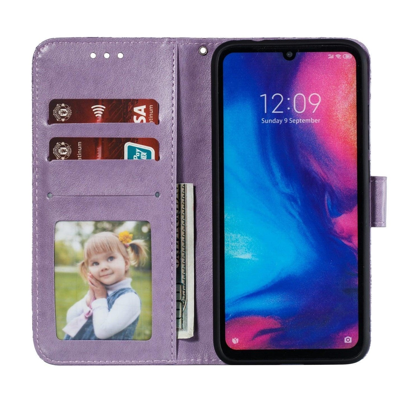 Étui portefeuille en cuir à fleurs en dentelle pour la série Xiaomi Redmi