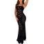 Lace mesh neck hanging long skirt dress - Korvel