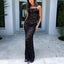 Lace mesh neck hanging long skirt dress - Korvel