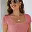 Lace-Up Openwork Square Neck Sweater - Korvel