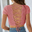 Lace-Up Openwork Square Neck Sweater - Korvel
