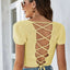 Lace-Up Openwork Square Neck Sweater - Korvel