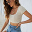 Lace-Up Openwork Square Neck Sweater - Korvel