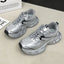 Lace Up Platform Athletic Sneakers in Silver