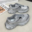 Lace Up Platform Athletic Sneakers in Silver