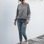 Sweatshirt à col rond à lacets à manches longues
