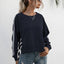 Sweatshirt à col rond à lacets à manches longues