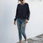 Sweatshirt à col rond à lacets à manches longues