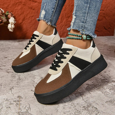 Lace Up Round Toe Contrast Sneakers - Korvel