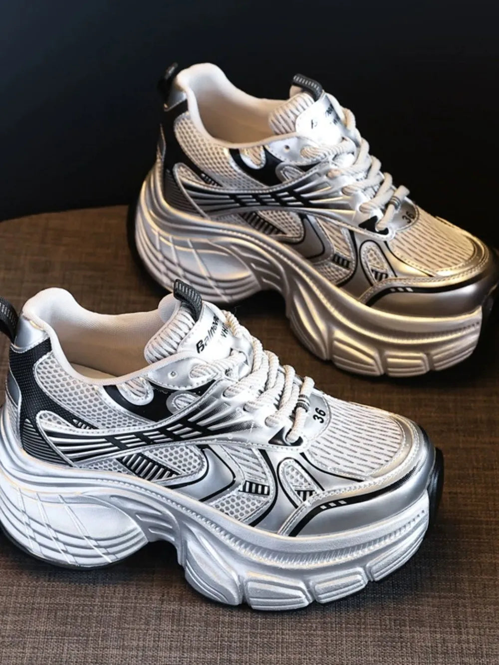 Lace Up Round Toe Platform Sneakers - Korvel