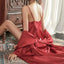Bata corta roja de mujer con escote en V a la moda - Cómoda y elegante