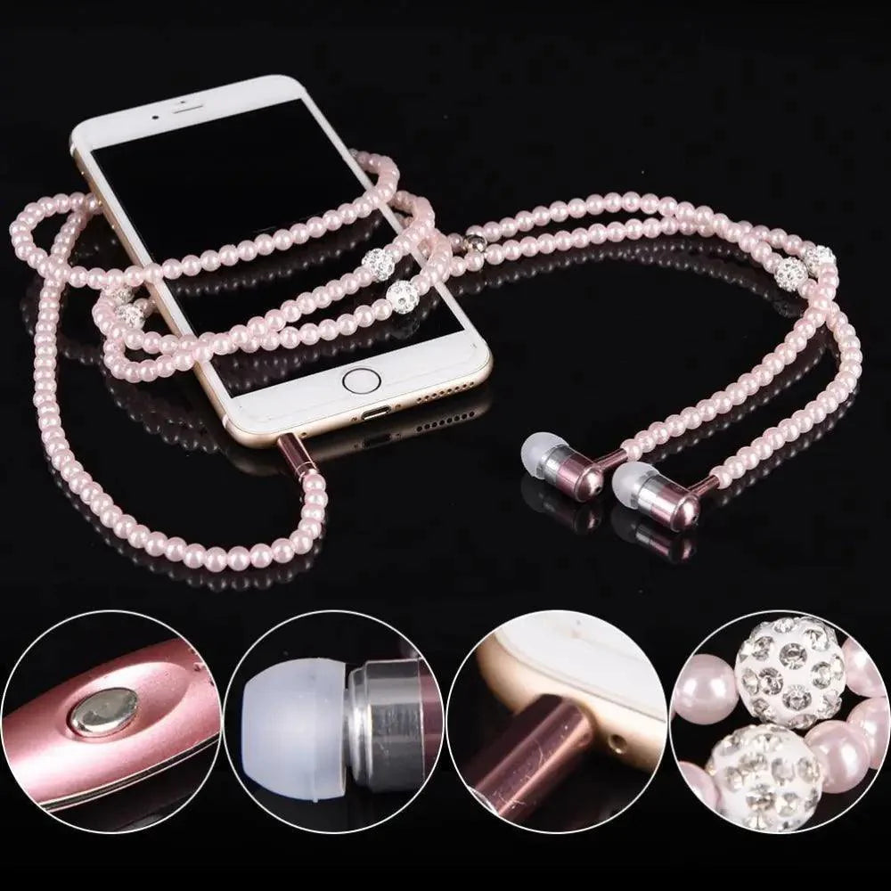 Luxury Pearl Necklace In-Ear Headphones
