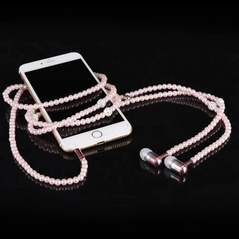 Luxury Pearl Necklace In-Ear Headphones
