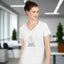 Charming Cat Lover V-Neck Tee - 'Home with My Cat' Design - Korvel