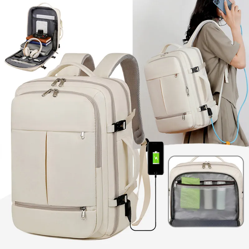 Large Capacity Backpack For Women Men Multiple Pockets And Zippers Versatile Computer Bags Business Travel Backpack - Korvel