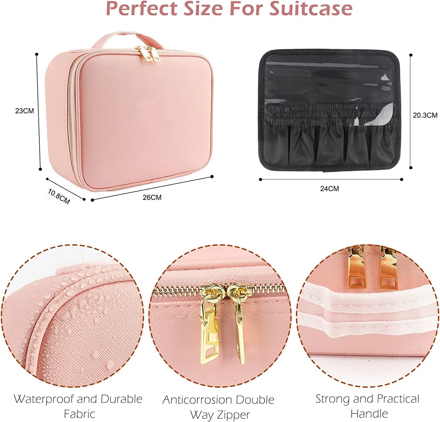 Large Capacity LED Mirror Makeup Bag - Portable & Waterproof