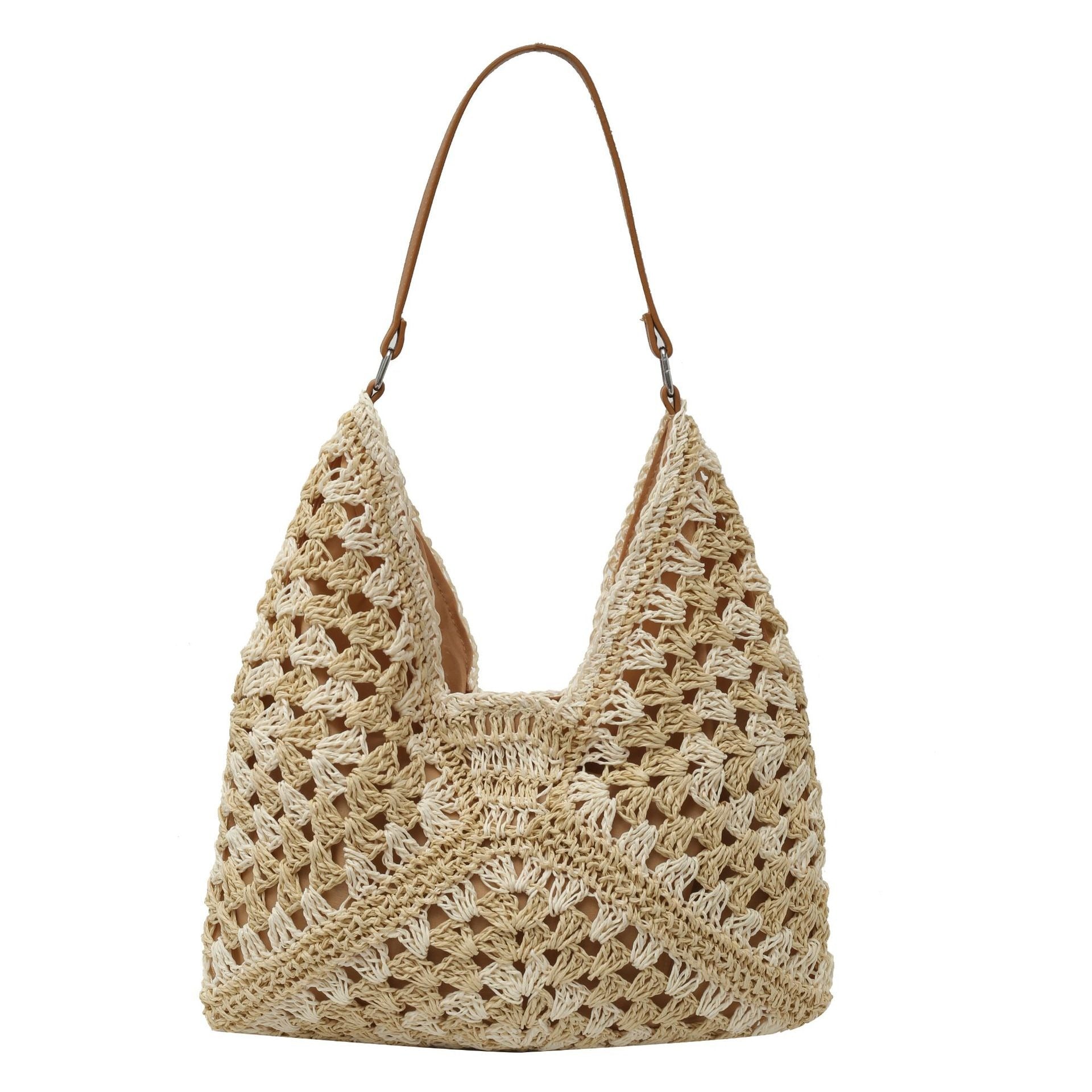 Large capacity woven bag, women's new fashionable single shoulder grass woven bag - Korvel