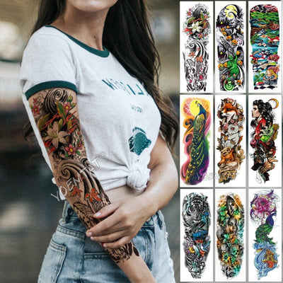 Luxury Colorful Temporary Tattoo Sleeve - Tiger & Fox Design