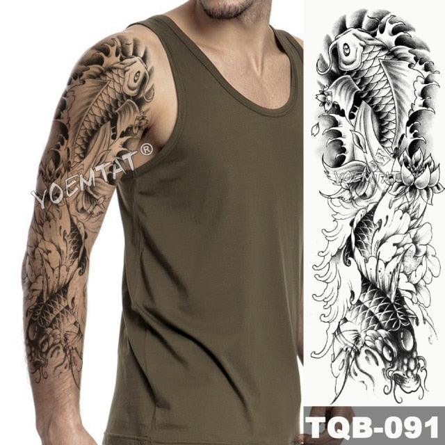 Manchette de Tatouage Temporaire Colorée de Luxe - Design Tigre et Renard