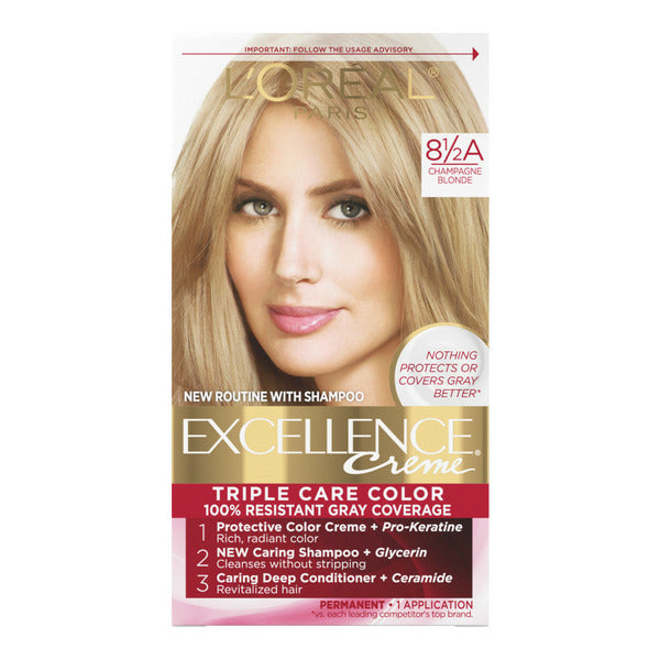 L'Oreal Creme Permanente Triple Cuidado Color de Cabello, 8.5A Rubia Champagne