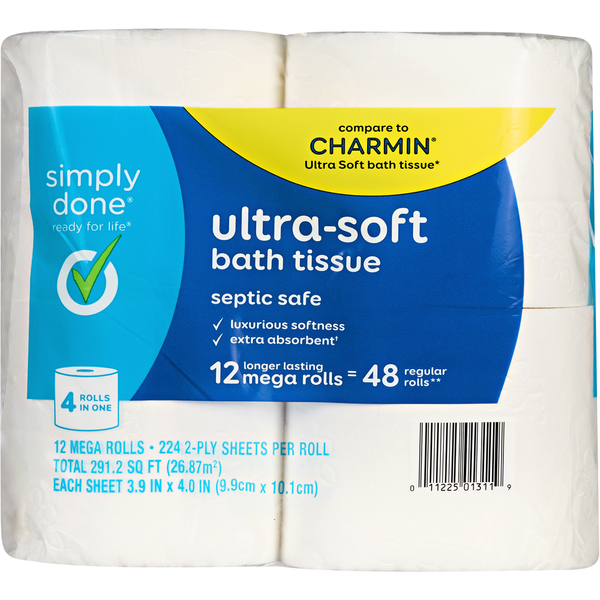 Papier toilette méga rouleaux ultra-doux 2 plis Simply Done