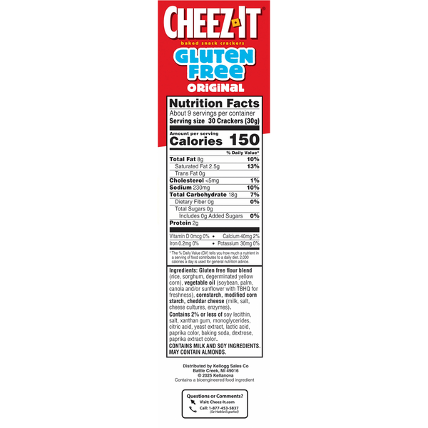 Cheez-It Crackers Original Snack Sans Gluten
