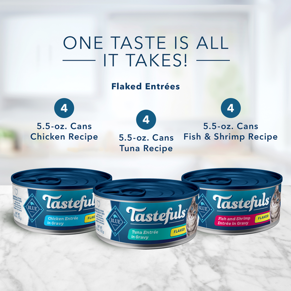 Pack de variété de nourriture humide pour chats Blue Buffalo Tastefuls en flocons