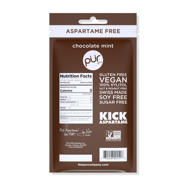 Gomme Naturelle Aromatisée au Xylitol PÜR Chocolat Menthe