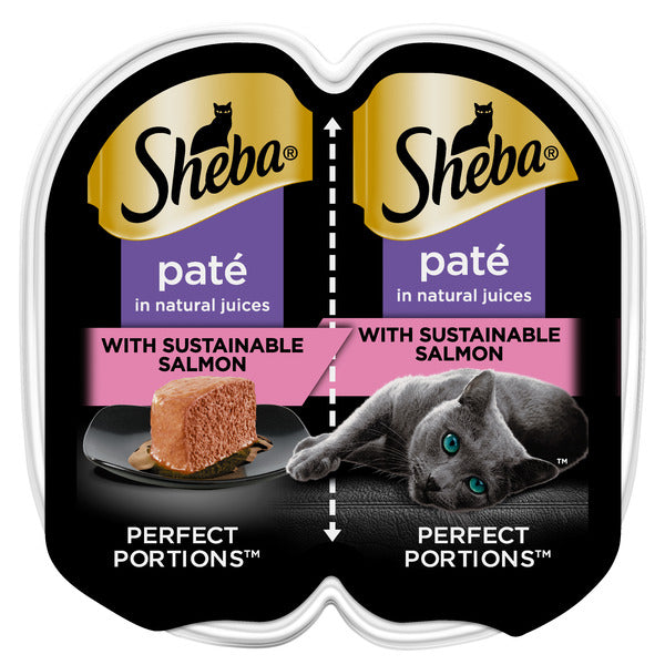 SHEBA Perfect Portions Comida Húmeda para Gatos con Salmón Sostenible - Paquete Doble