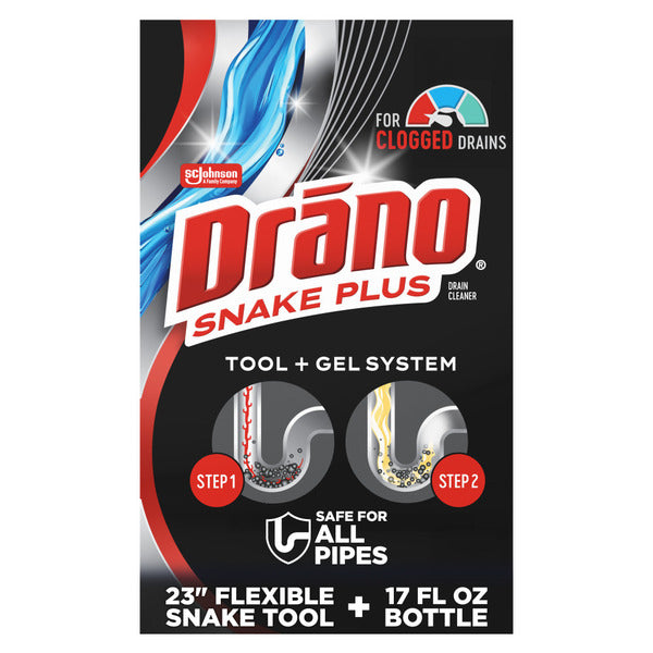 Kit de limpieza de desagües Drano Snake Plus con herramienta y sistema de gel