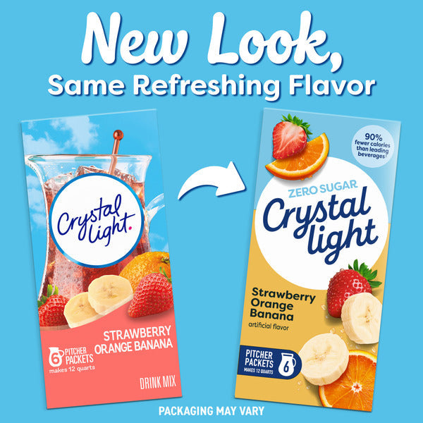 Mezcla de Bebida en Polvo de Fresa, Naranja y Plátano de Crystal Light