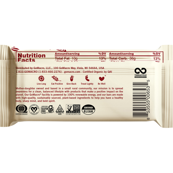 GoMacro Barre MacroBar au Sirop d'Érable et Sel de Mer