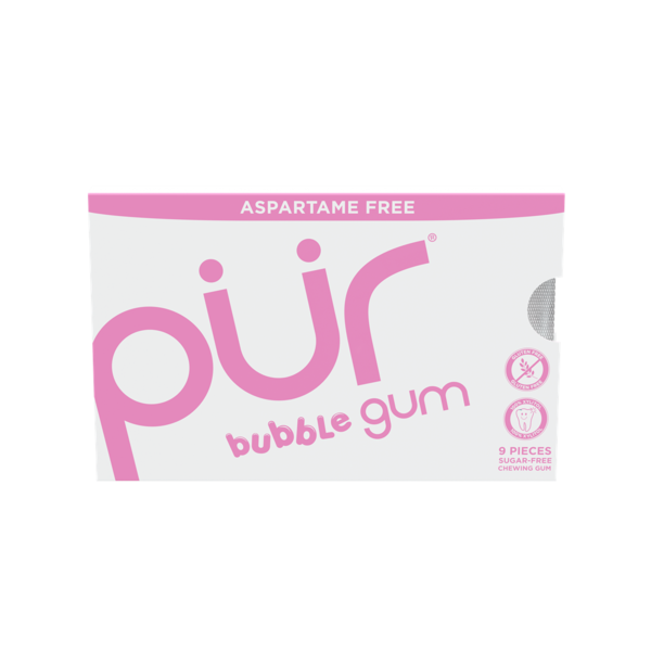 PÜR Chewing-gum à la gomme à bulles - Sans aspartame, gomme naturelle aromatisée à 100 % au xylitol