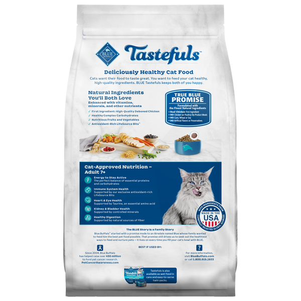 Blue Buffalo Tastefuls Nourriture Sèche Naturelle pour Chats, Poulet et Riz Brun