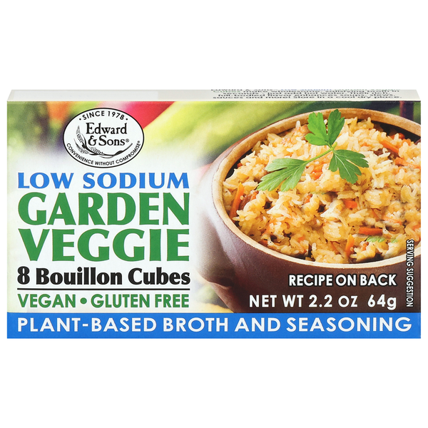 Cubes de bouillon de légumes à faible teneur en sodium Edward & Sons