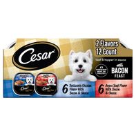 Cesar Pan y Topper Comida Húmeda Suave para Perros - Festín de Tocino
