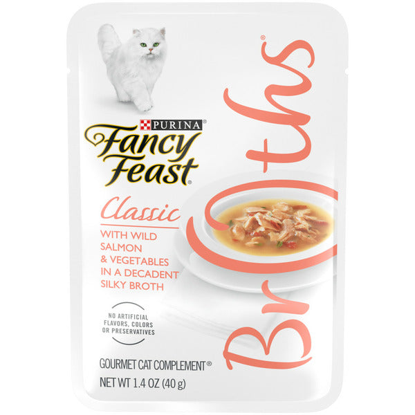 Purina Fancy Feast Broths avec Saumon Sauvage et Légumes