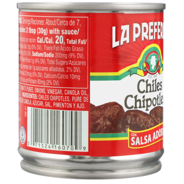 Piments chipotle entiers La Preferida dans une sauce adobo