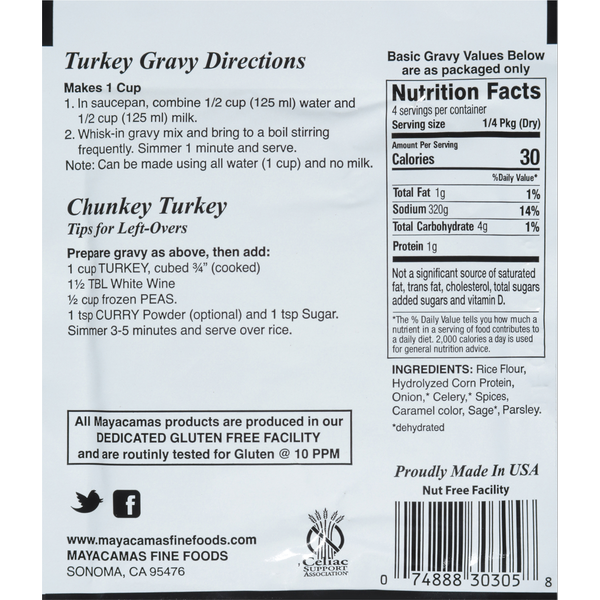 Mayacamas Fine Foods Gluten Free Turkey Gravy Mix