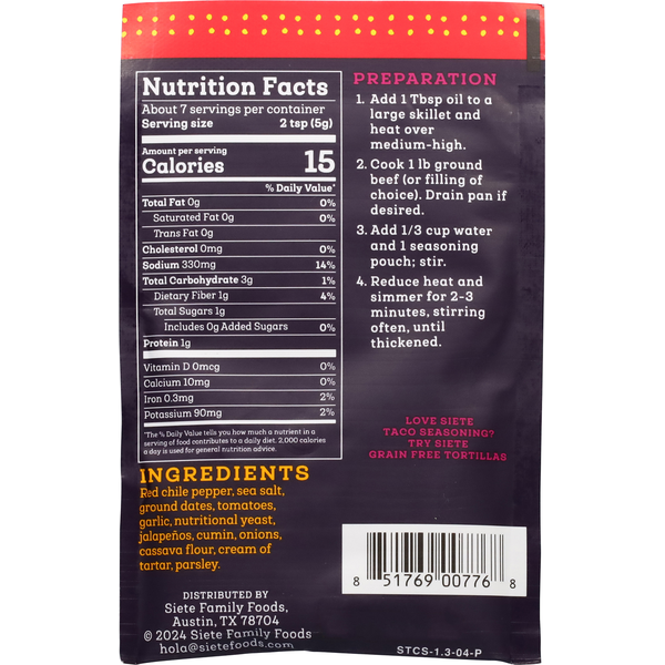 Sazonador Picante para Tacos Siete