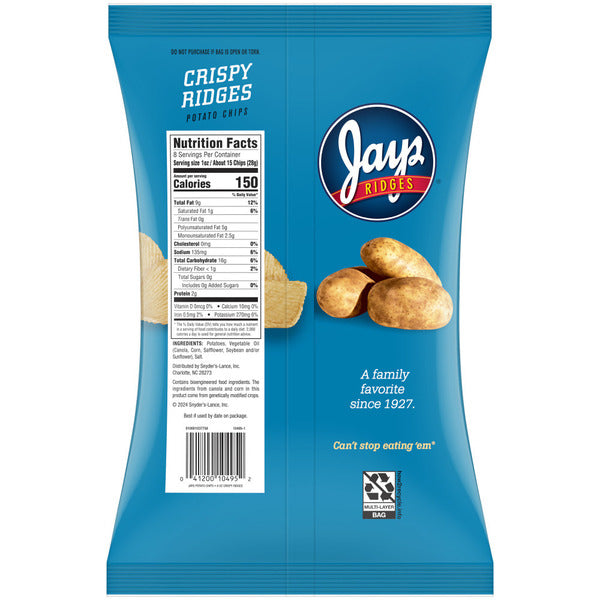 Chips de pomme de terre Crispy Ridges de Jays