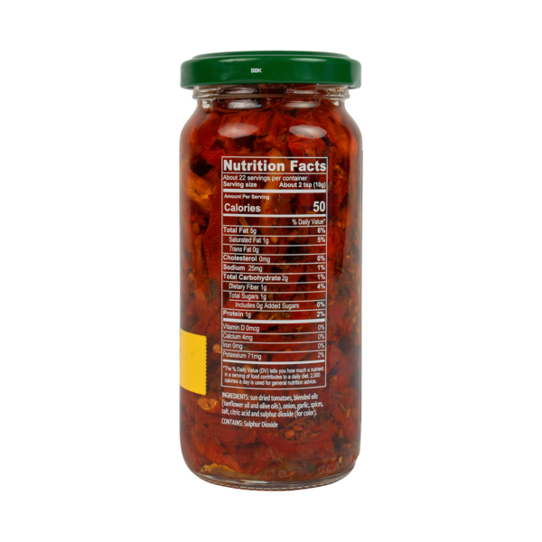 Tomates séchées au soleil de Californie dans l'huile, coupées en julienne